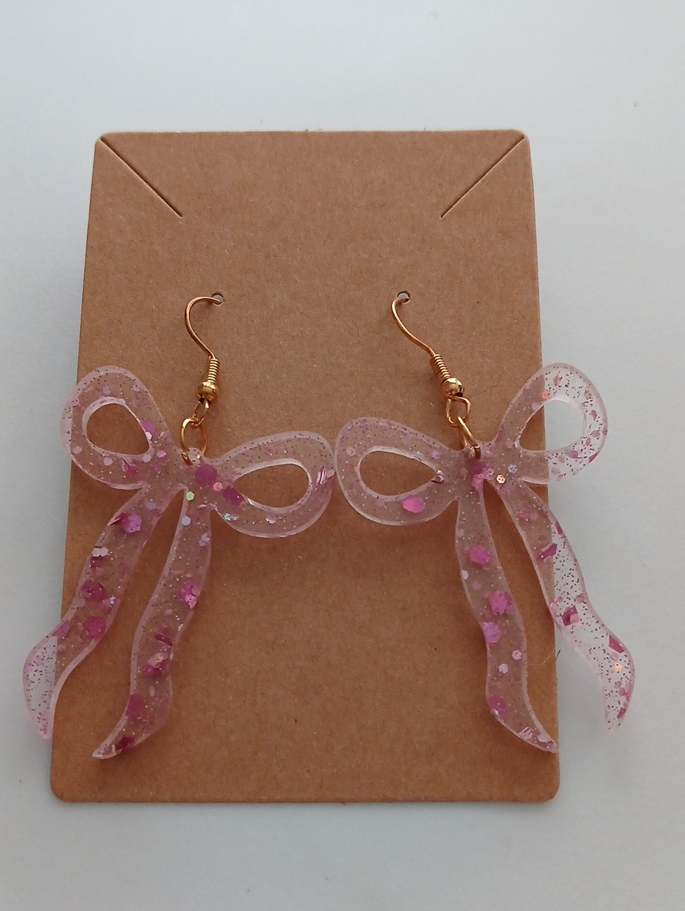 Fashion Jewelry Pink Glitter Bow Drop Earrings